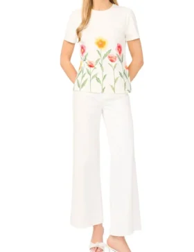 WILLOW Floral Border Crew Neck T-Shirt