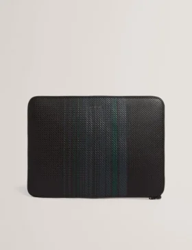 WILTONS Striped Woven Leather 13-Inch Laptop Sleeve