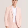 WINFRED Single Breasted Two Button Notch Flat Front Linen Suit Jacket