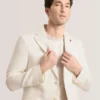 WINFRED Single Breasted Two Button Notch Flat Front Linen Suit Jacket