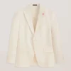 WINFRED Single Breasted Two Button Notch Flat Front Linen Suit Jacket