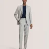 WINFRED Single Breasted Two Button Notch Flat Front Linen Suit Jacket