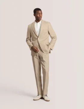 WINFRED Single Breasted Two Button Notch Flat Front Linen Suit Jacket