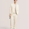 WINFRED Single Breasted Two Button Notch Flat Front Linen Suit Jacket