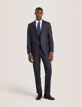 WRIGHT-PLAID Single Breasted Two Button Notch Fully Fashioned Plaid Suit Jacket