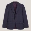 WRIGHT-PLAID Single Breasted Two Button Notch Fully Fashioned Plaid Suit Jacket