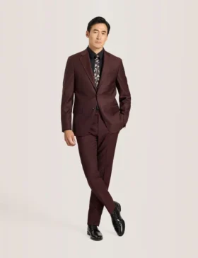 WRIGHT-TWILL Single Breasted Two Button Notch Fully Fashioned Twill Suit Jacket