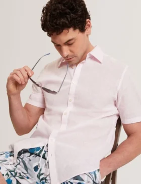 WRYTE Short Sleeve Linen Cotton Woven Shirt