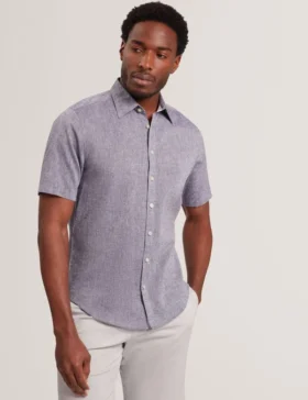 WRYTE Short Sleeve Linen Cotton Woven Shirt