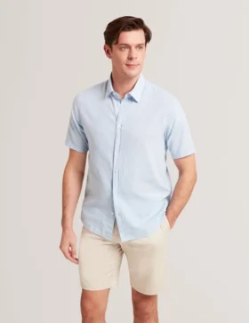WRYTE Short Sleeve Linen Cotton Woven Shirt