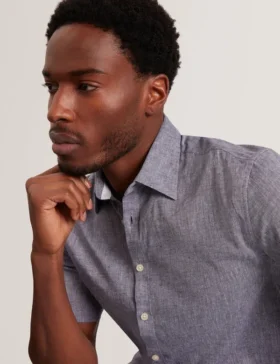 WRYTE Short Sleeve Linen Cotton Woven Shirt