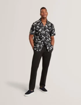 YAMAL Duck Print Cotton Short Sleeve Shirt