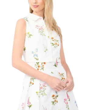 YORK Cotton Floral Sleeveless Cropped Shirt