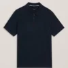 ZARKES Ribbed Texture Zip Neck Cotton Polo Shirt